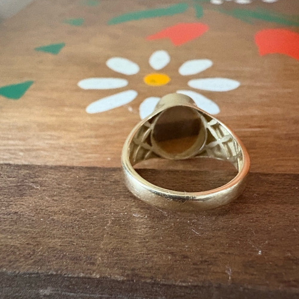 Vintage 14k mosaic flower ring - Picture 3 of 5